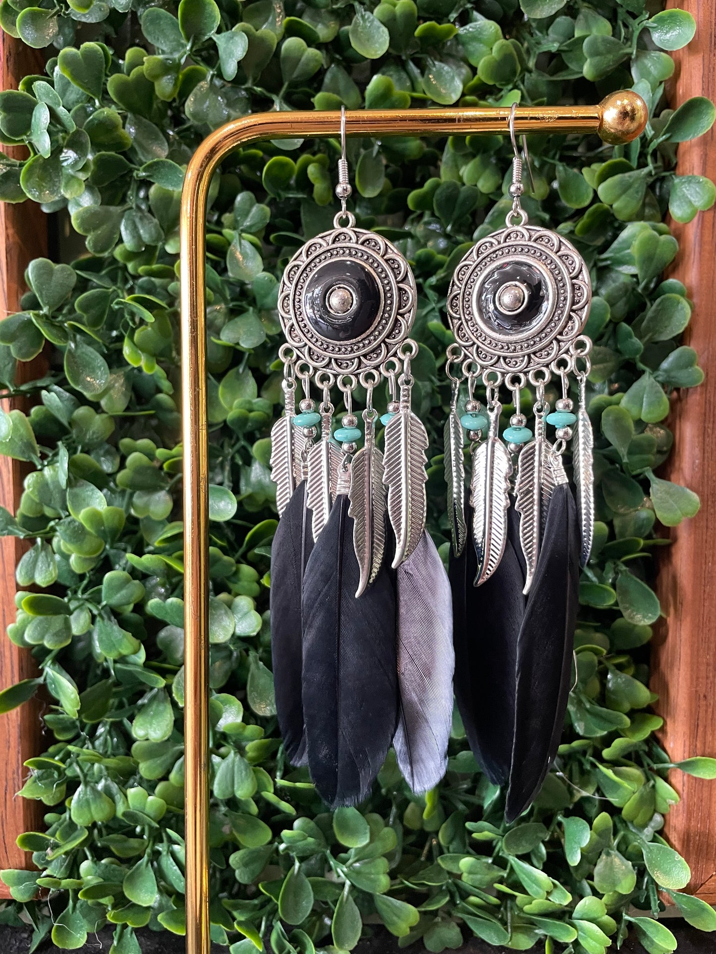 Bohemian Feather Earrings 🪶 Raven