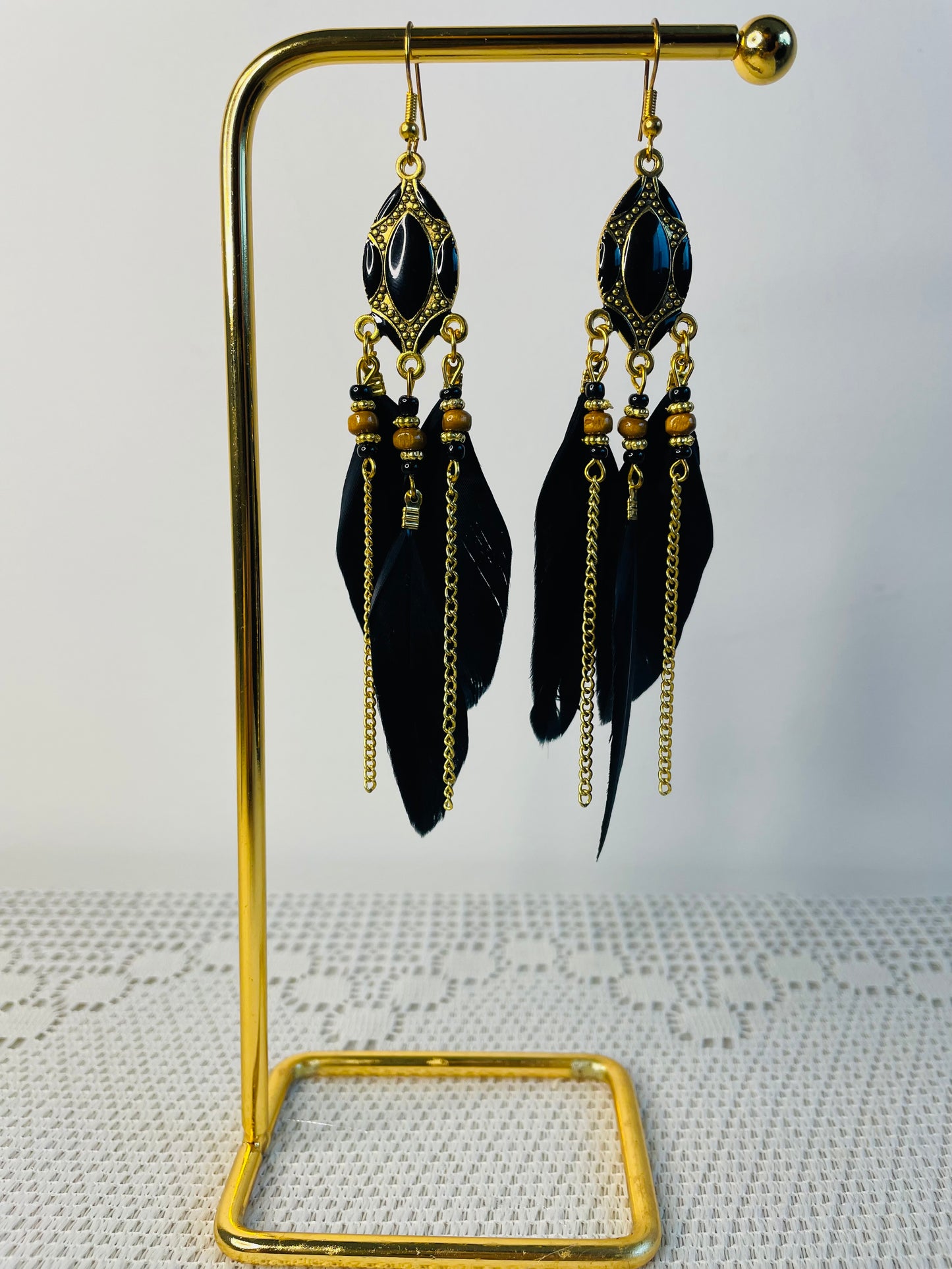 Bohemian Feather Earrings✨Boho Black